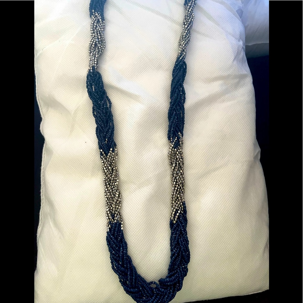 Silver and blue statement necklace